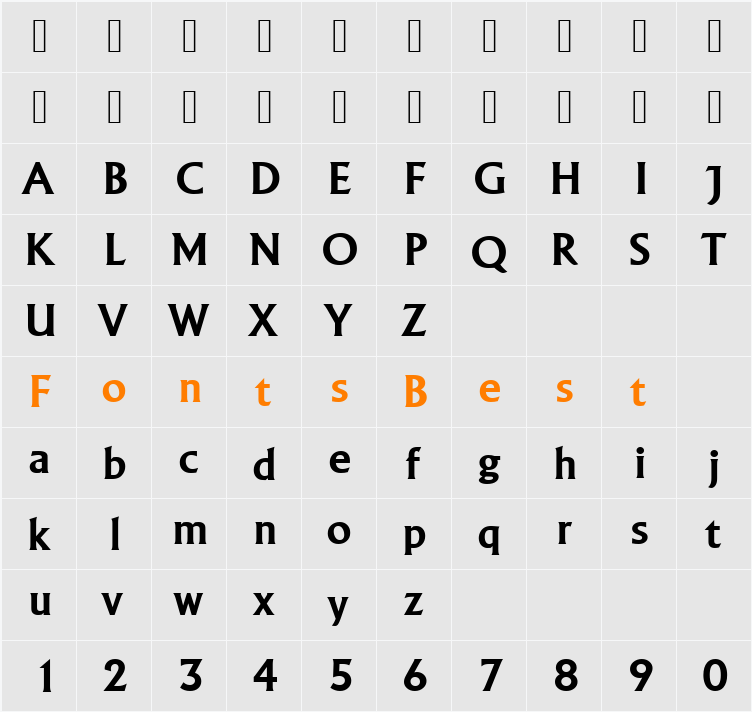 LapidarSerNo2URWTDemBol Character Map