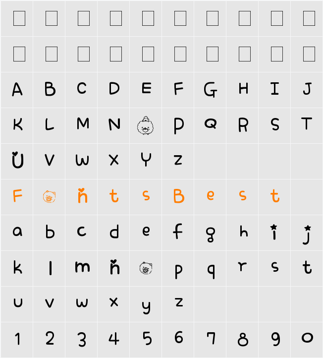 Homekorro Character Map