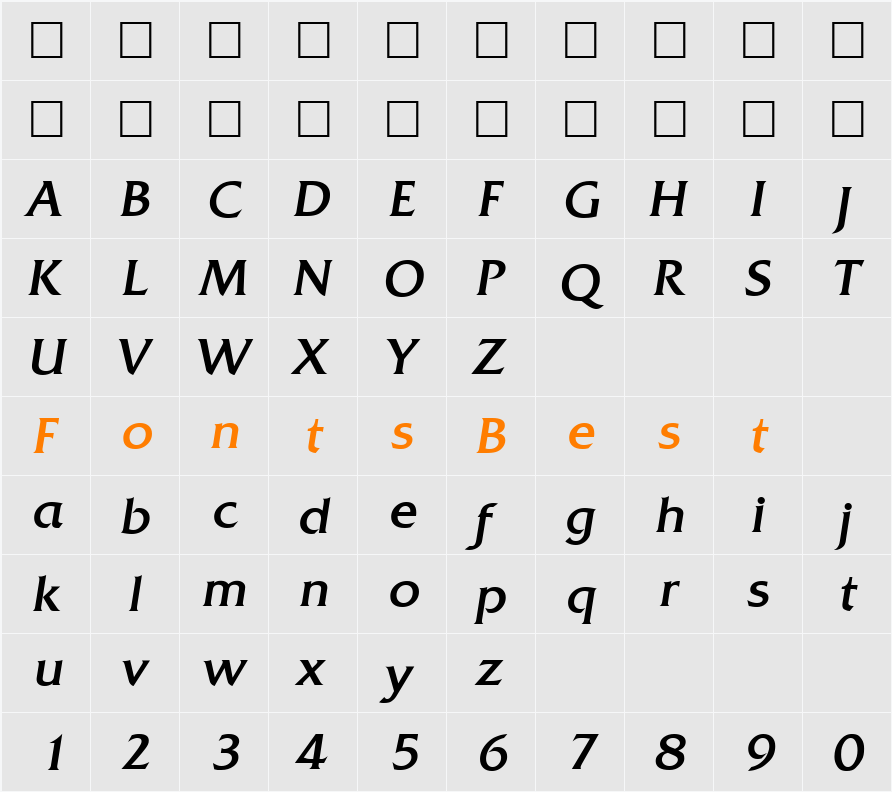 Quadrat-RegularIta Character Map