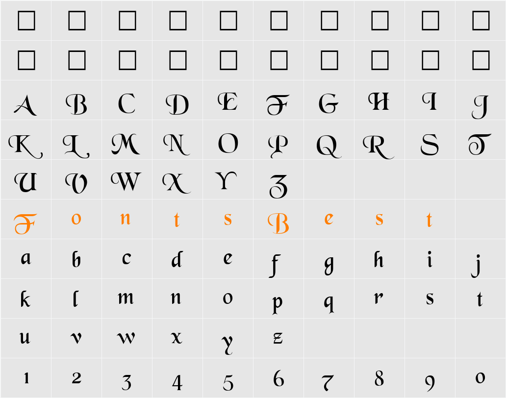 BlackChancery Character Map