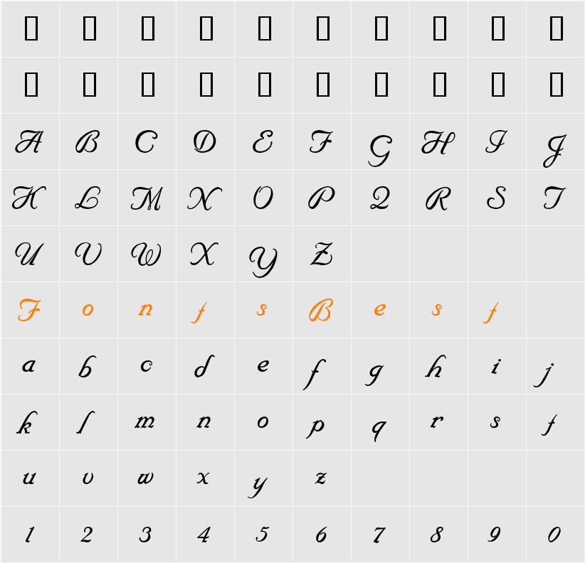 Elegeion Script Character Map