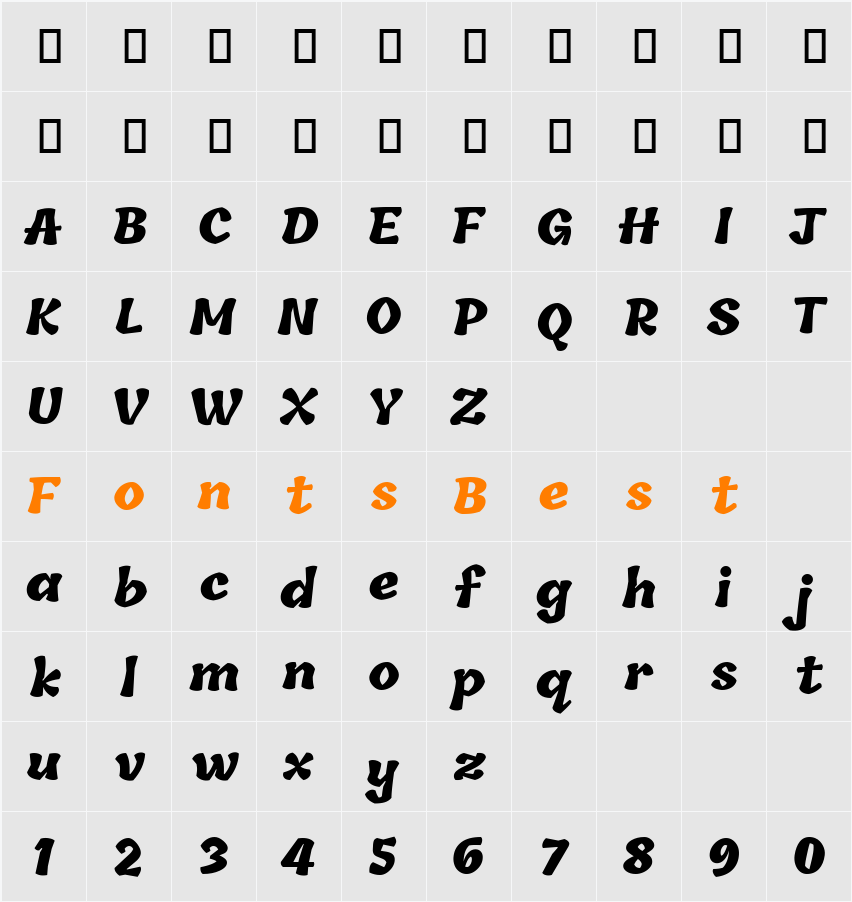 Tillana ExtraBold Character Map