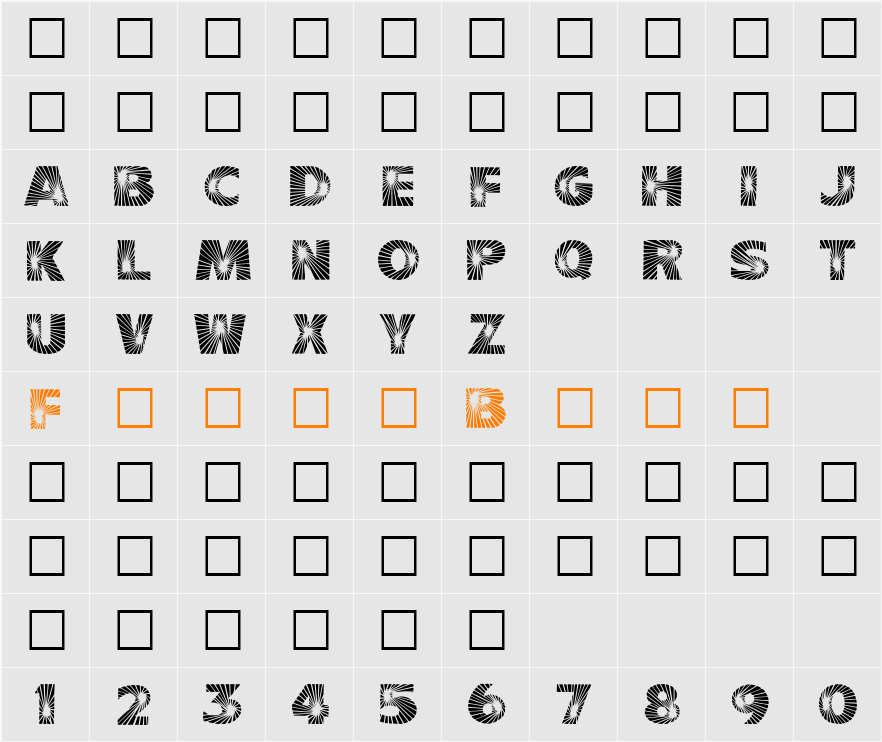 Starburst Character Map
