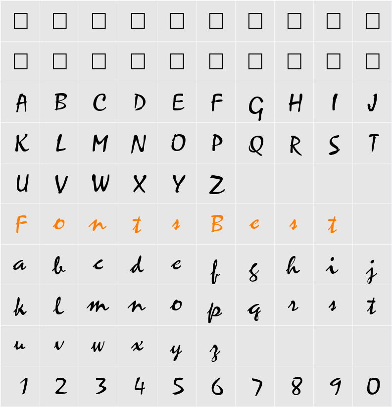 Zephyr Character Map