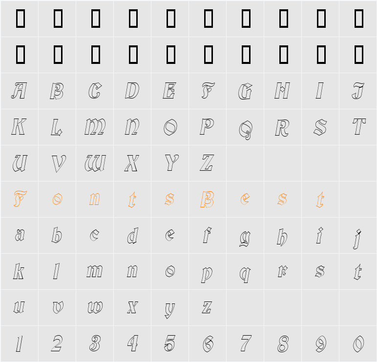 Brandywine-Hollow-Condensed Character Map
