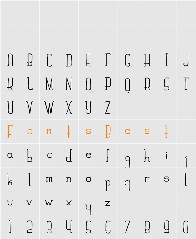 Hand Slab Character Map