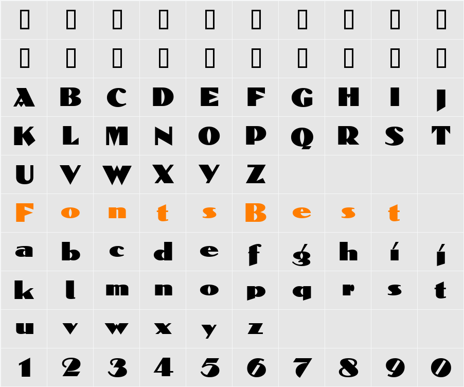 Dolmen ICG Character Map