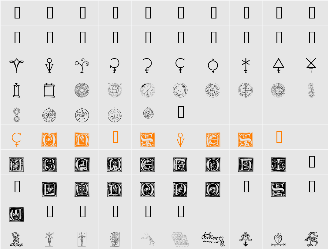 Tome Pi Character Map