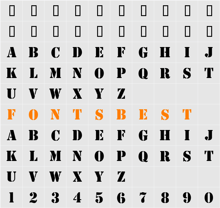 Stencil ICG Character Map