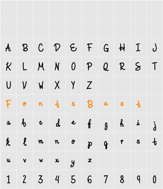 Elegant Ink Character Map