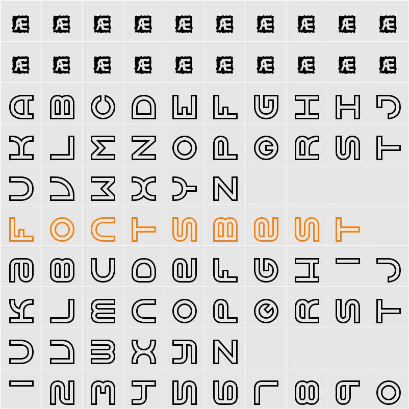 Vertigo BRK Character Map