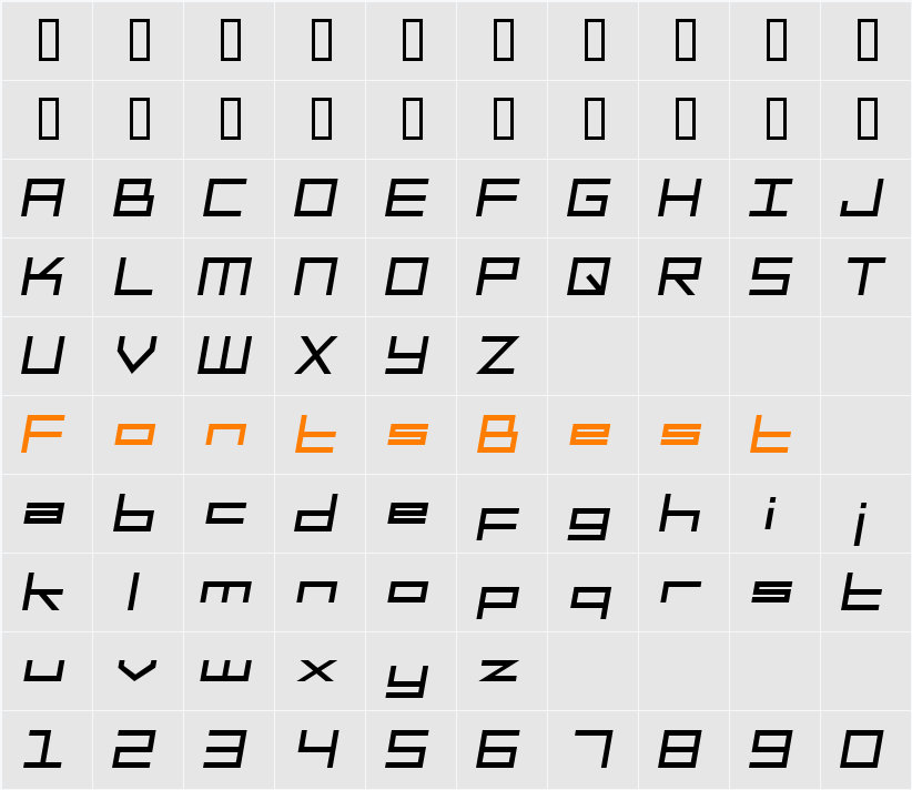 SF Square Head Character Map