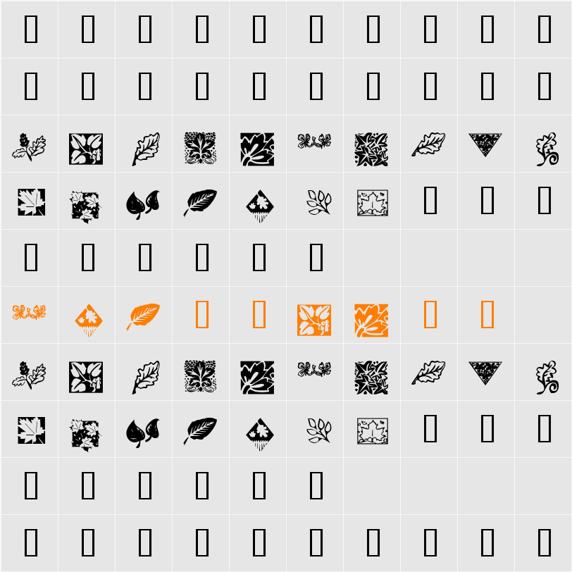 KR Leafy Character Map