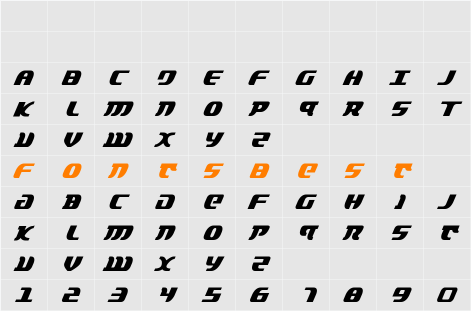 Lord of the Sith Cond Italic Character Map