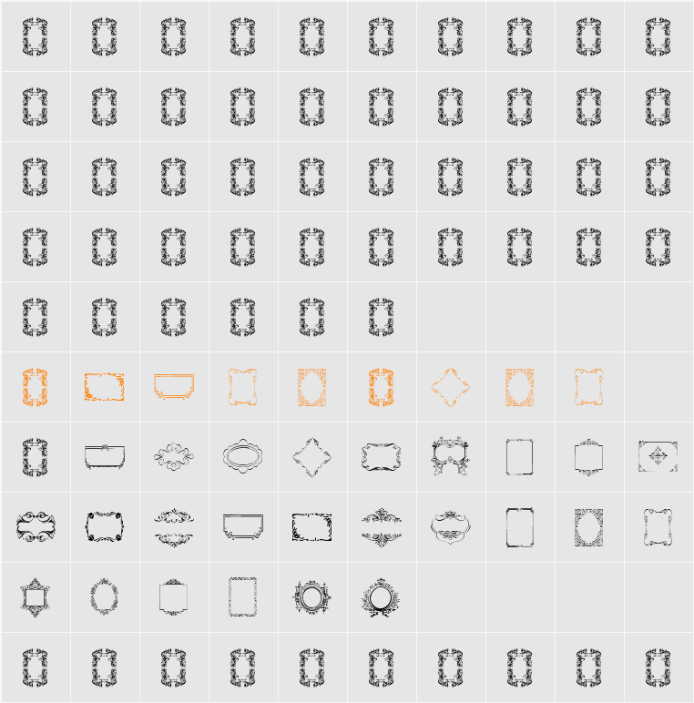 Vintage Frames 14 Character Map