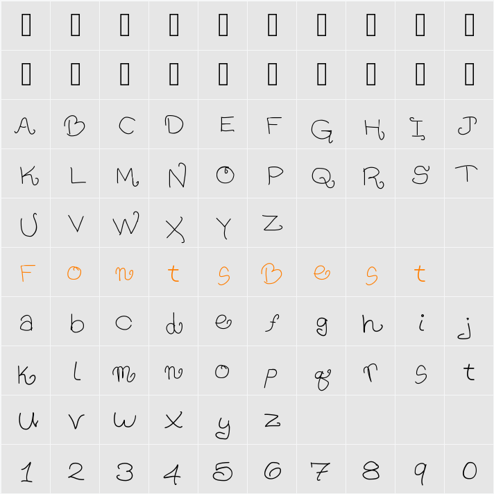 TomatoFlakesLight Character Map