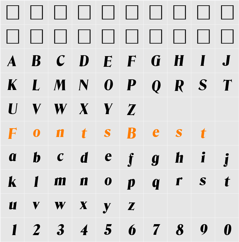 Denver-ExtraBoldIta Character Map