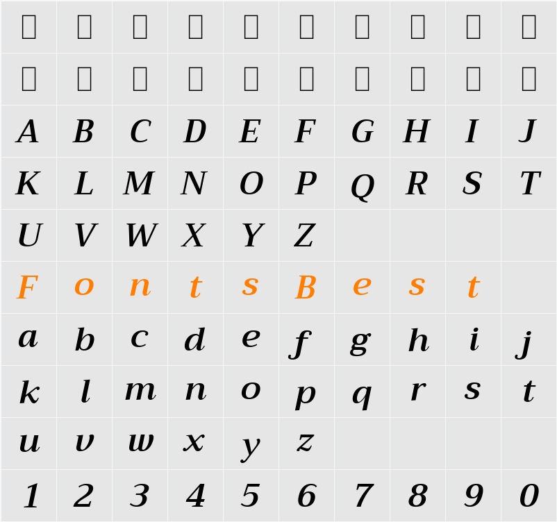 Trirong SemiBold Character Map