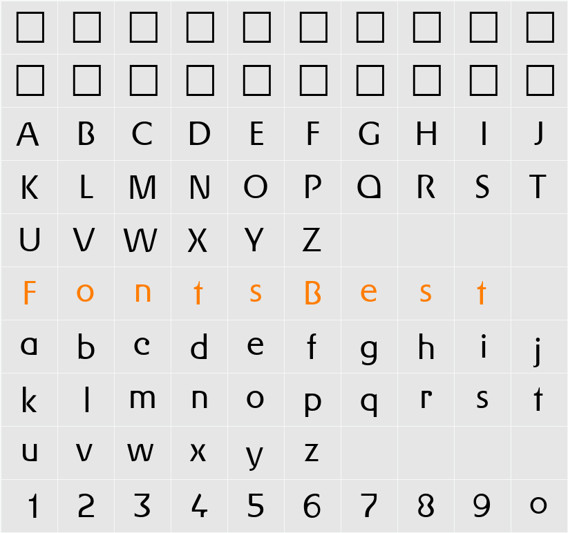 GerlingLight DB Character Map