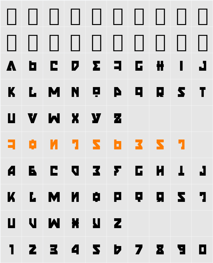 Nyet Semi-Condensed Character Map