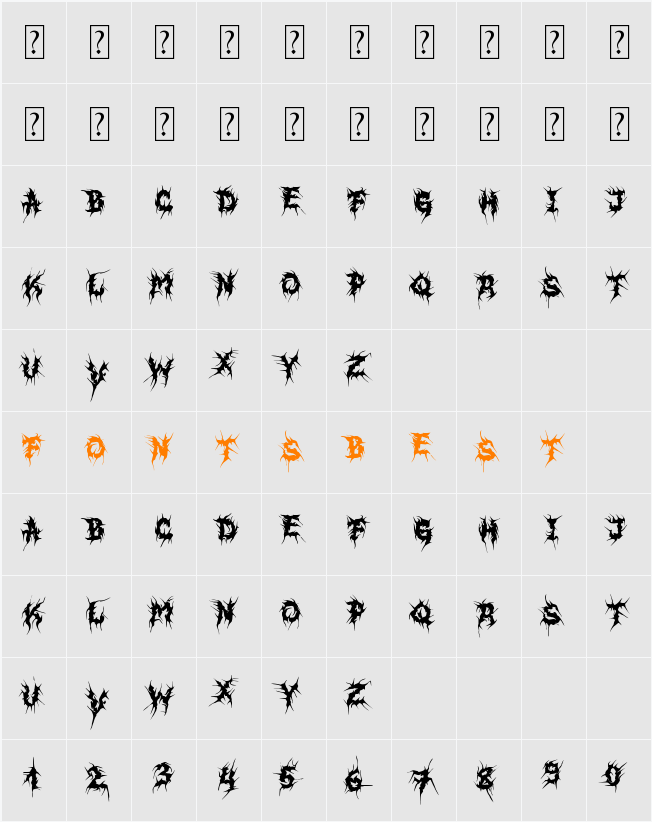 MB EvilGhost Character Map