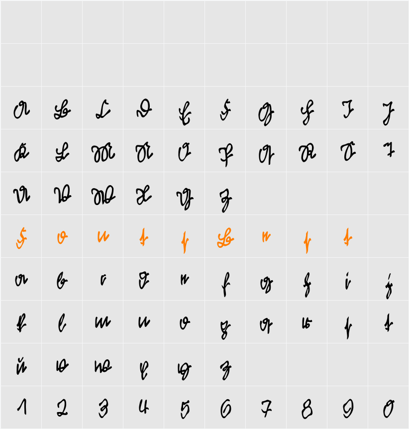 KleinsFirstScriptPark Character Map