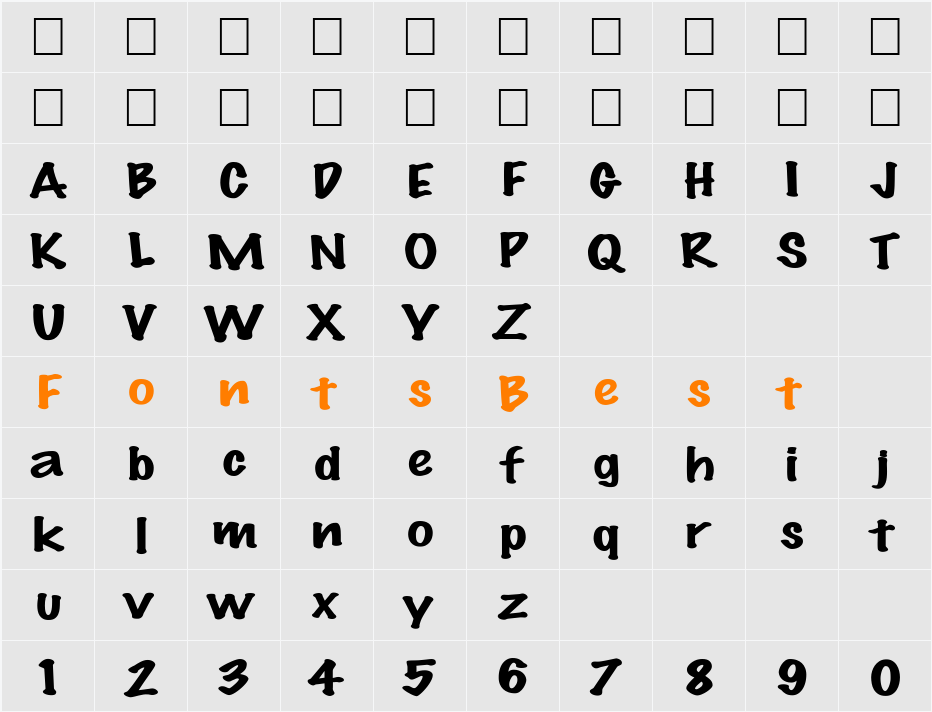 FZ HAND 14 EX Character Map
