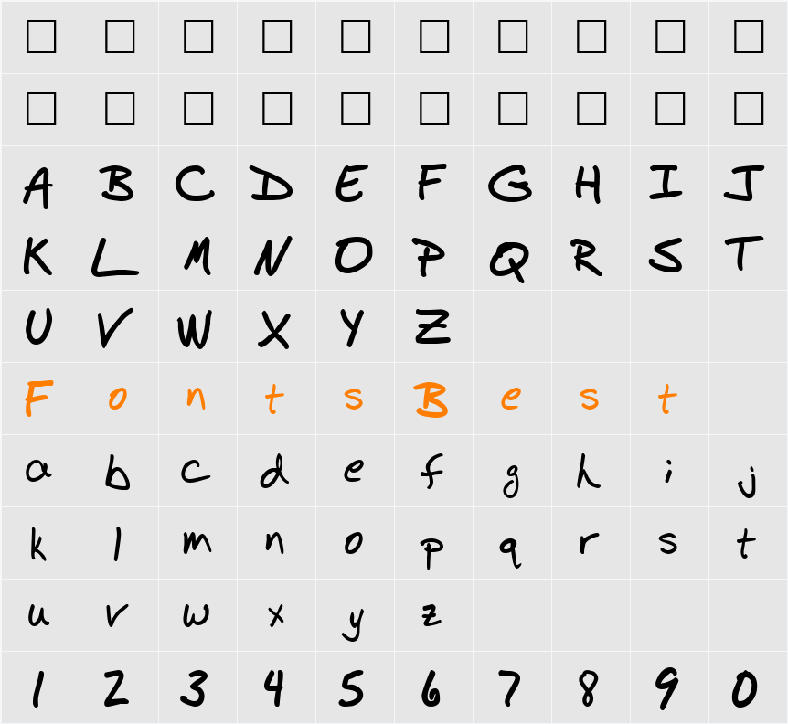 BudHand Character Map