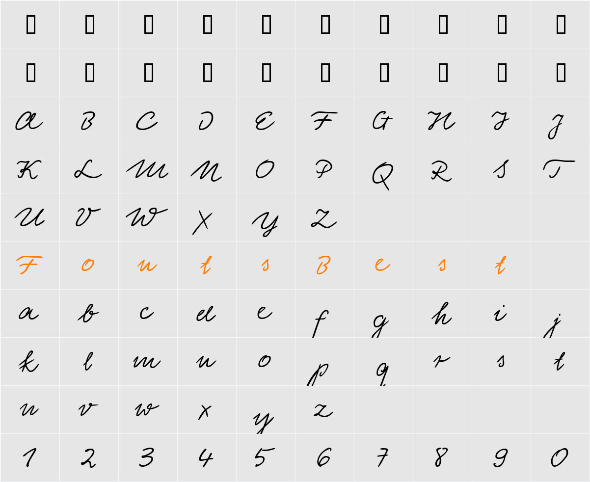LTElisa Character Map