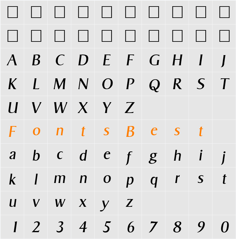 Sigvar Character Map