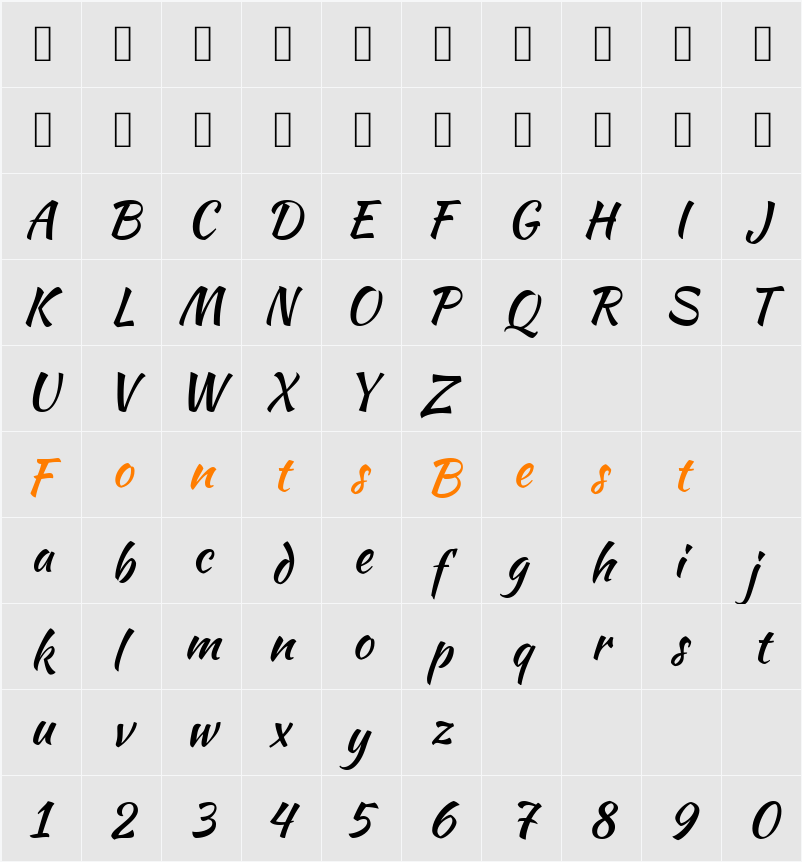 Kaushan Script Character Map