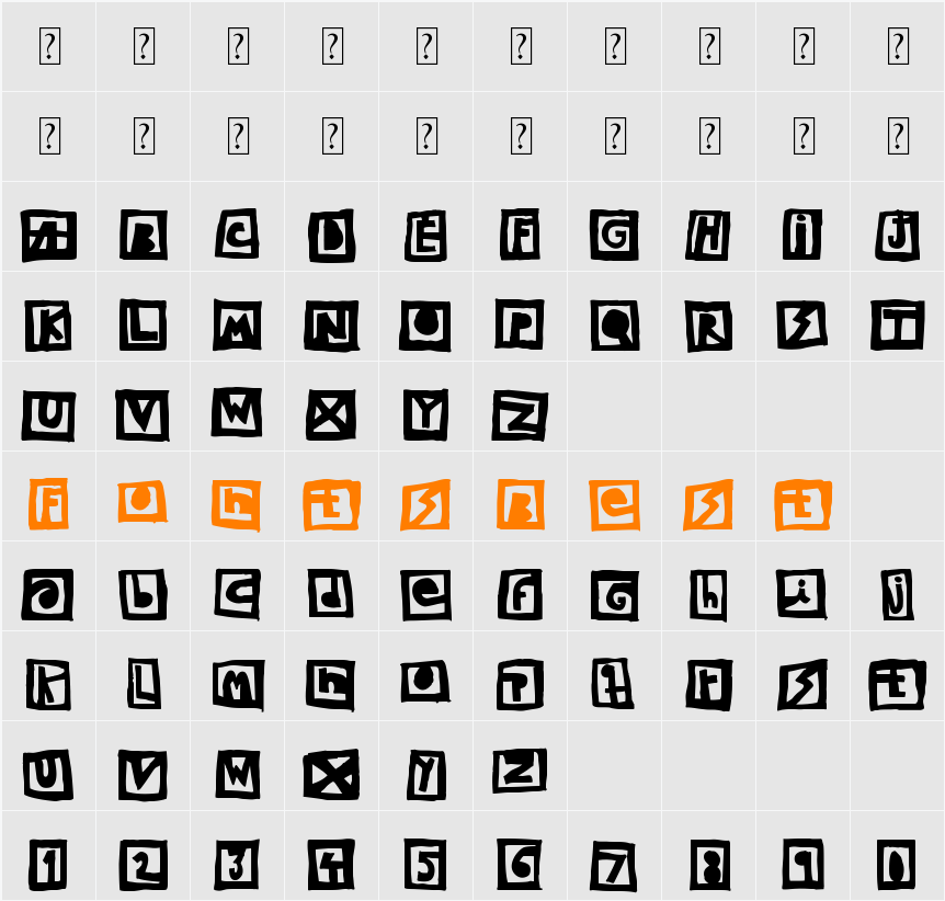 Woodcutter Black Square Character Map
