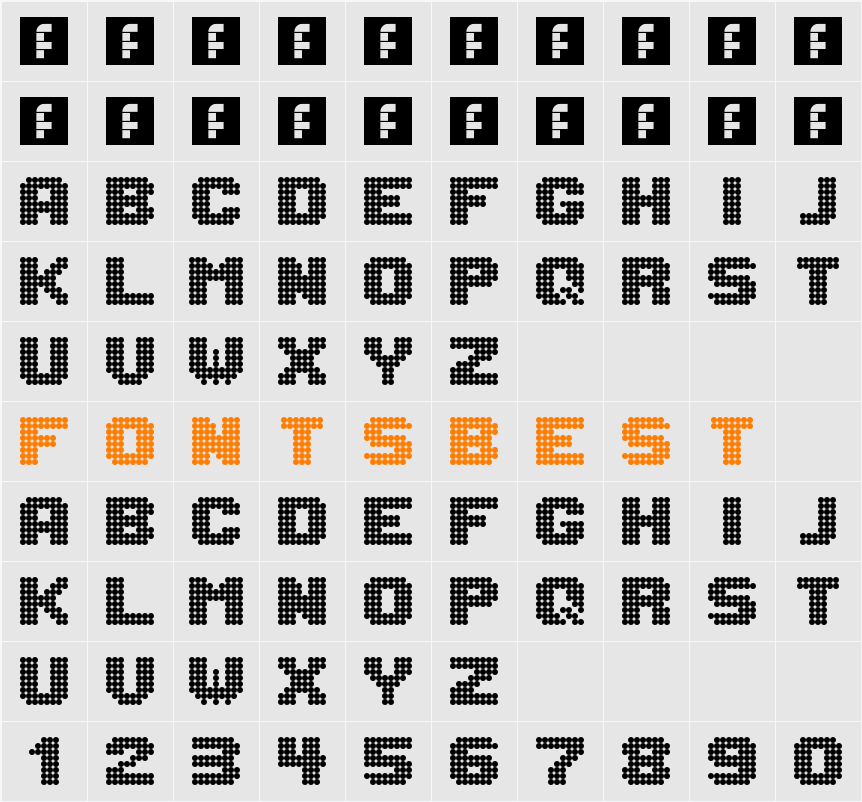 Lightdot 8x8 Character Map