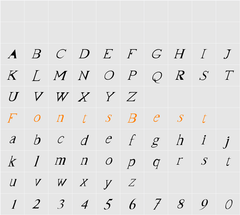 FrankTimes-Italic Character Map