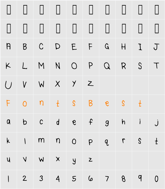 TaylorSHandwriting Character Map