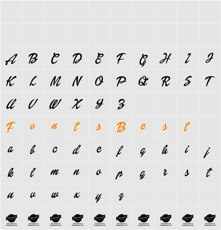 Dollie Script Personal Use Character Map
