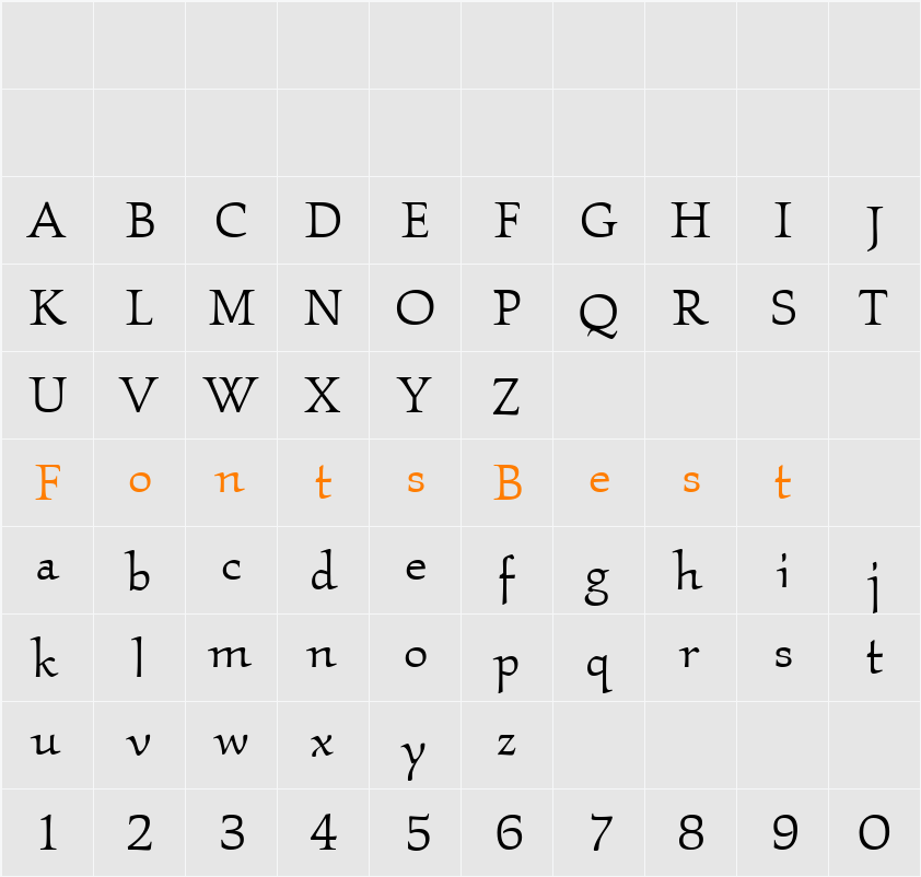 Kallos ITC Book Character Map