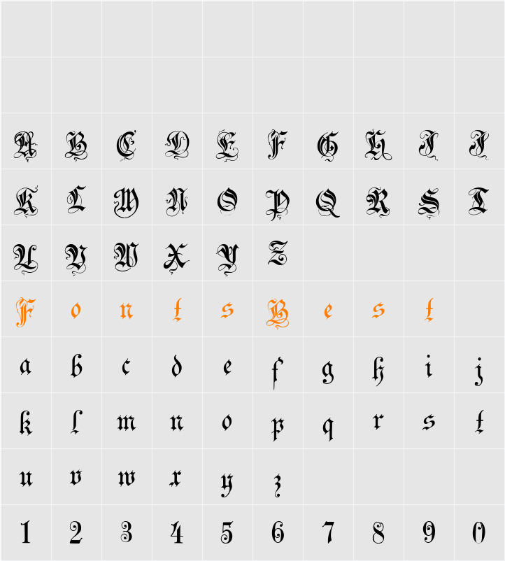 Zenda Character Map