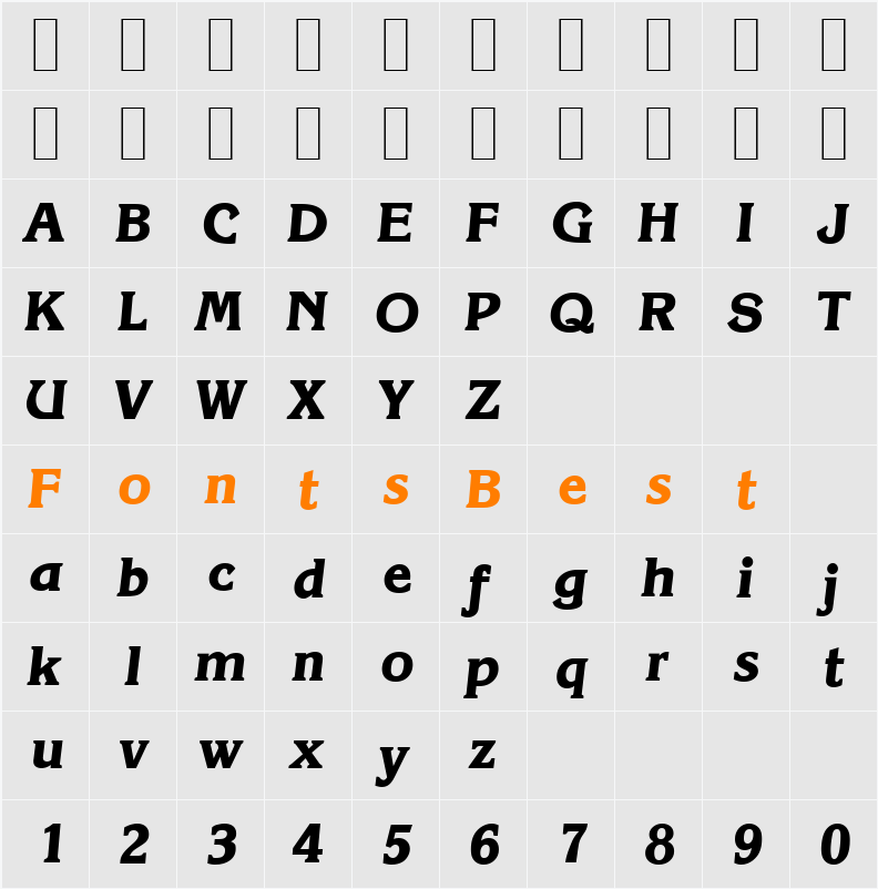 KorinthSerial-Xbold Character Map