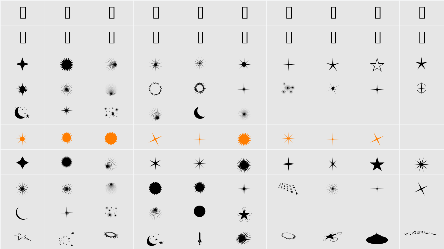 FontCo Flares Character Map