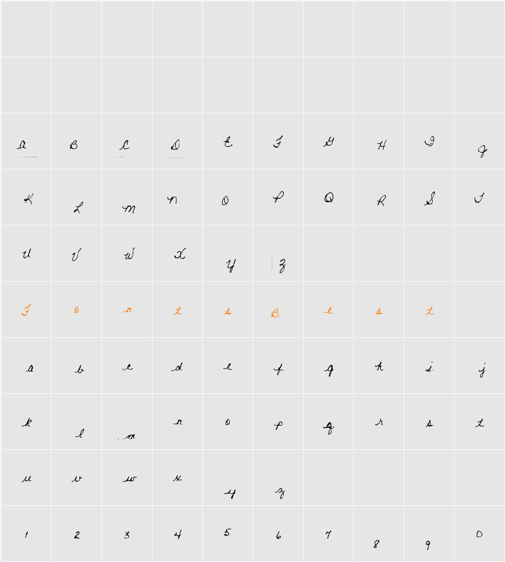 LonewolfScript Character Map