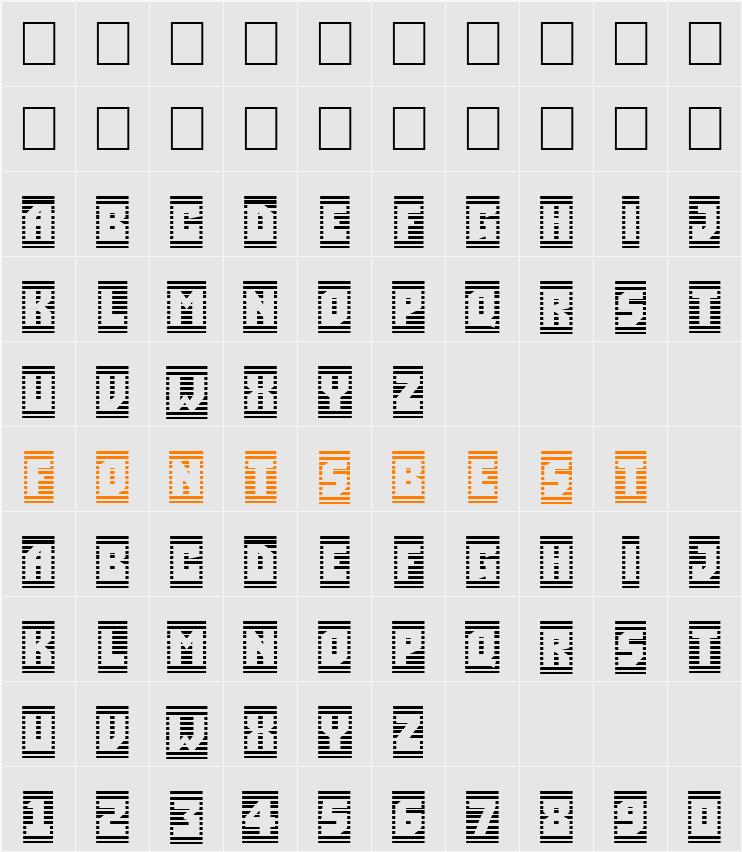 a_SimplerCmStrpHl Character Map