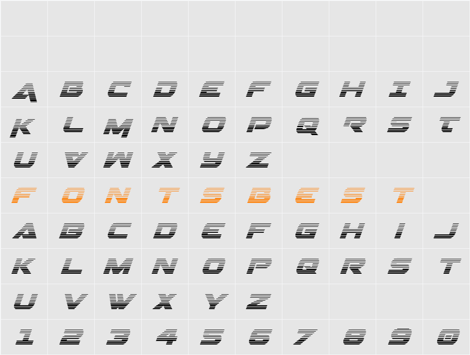 Gemina Gradient Italic Character Map