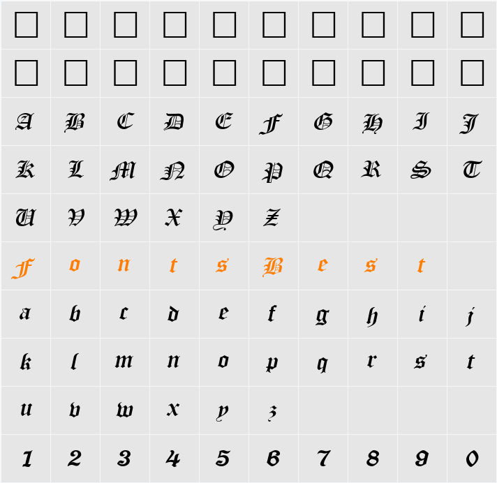 PSL Panpilas Character Map