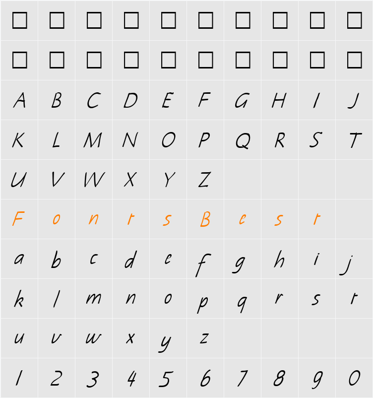 Notehand Character Map