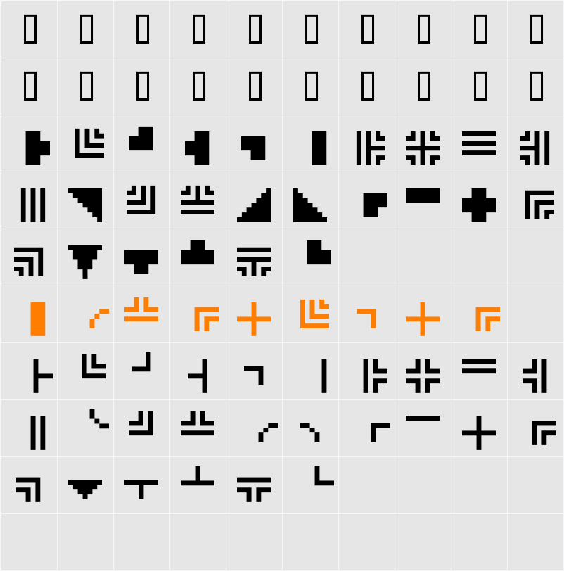 MINI 7 Extras Character Map