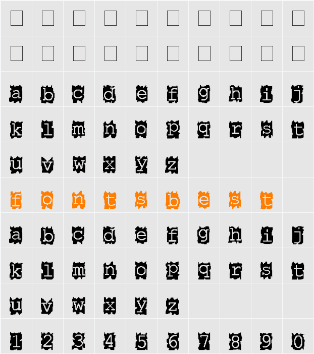 Paper Cut Character Map