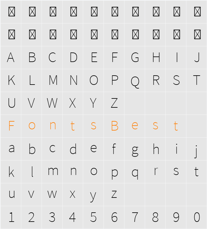 Source Sans Pro ExtraLight Character Map