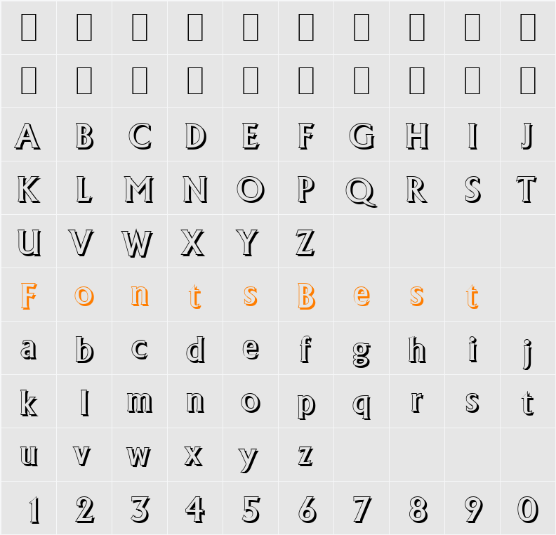 JacobBeckerShadow-Medium Character Map