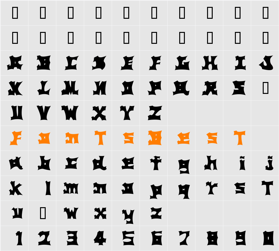 WALL pain￿ing Character Map